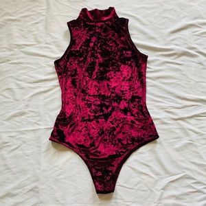 Maroon Sexy Turtleneck Bodysuit